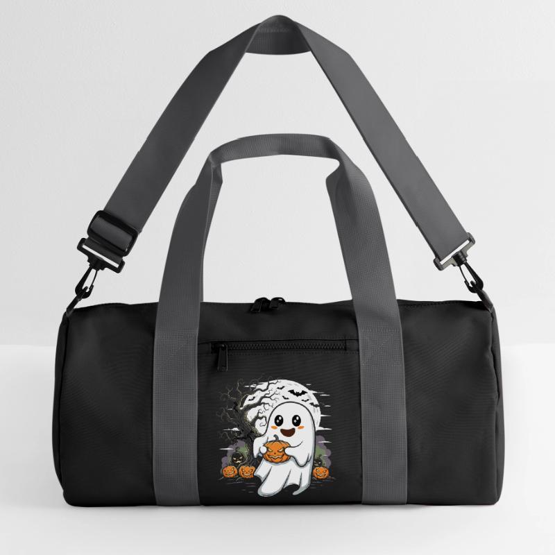 Cute Ghost with Jack-O-Lantern Recycled Duffel Bag