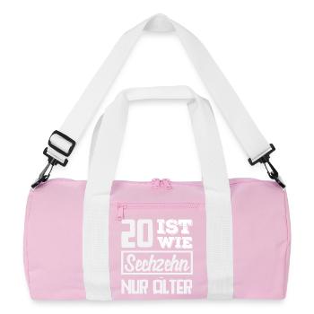 Funny 20th Birthday Gift - Recycled Duffel Bag - pink/white - Front
