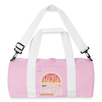 Né en octobre 1973 - cadeau millésime Octobre 1973 - Sac de sport recyclé - rose/blanc - Devant