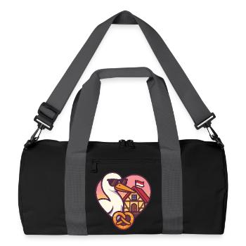 Alsace Cœur Cigogne & Bretzel – Fierté Alsacienne  - Sac de sport recyclé - noir/gris graphite - Devant