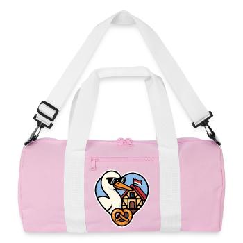 Alsace Cœur Cigogne et Bretzel  Fierté Alsacienne  - Sac de sport recyclé - rose/blanc - Devant