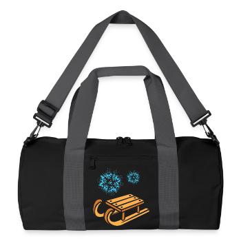 Sleigh with snowflakes cartoon - Recycled Duffel Bag - black/graphite grey - Front