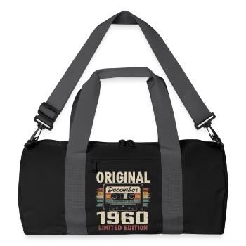 Dezember 1960 Geburtstagsgeschenk - Recycelte Duffel Bag - Schwarz/Graphitgrau - Vorne