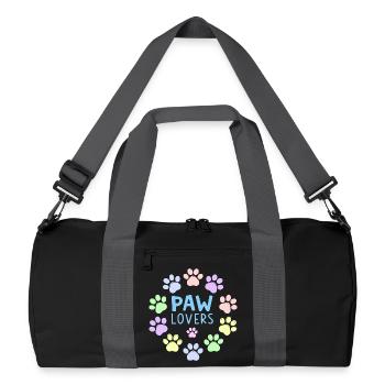 PAW LOVERS Blaue Pastell-Pfoten - Recycelte Duffel Bag - Schwarz/Graphitgrau - Vorne