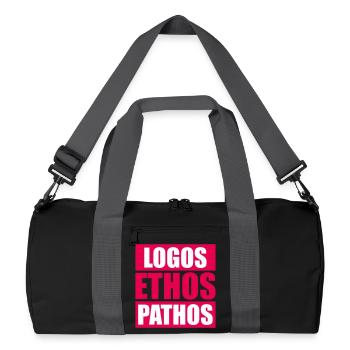 Logos Ethos Pathos Rhetorik Philosophie Student - Recycelte Duffel Bag - Schwarz/Graphitgrau - Vorne