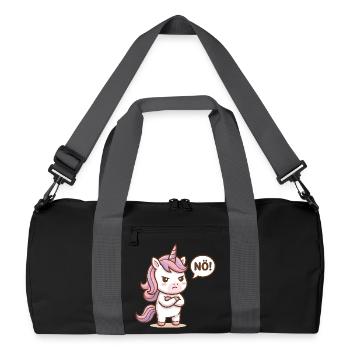 Cute Unicorn Nope Funny Saying - Recycled Duffel Bag - black/graphite grey - Front