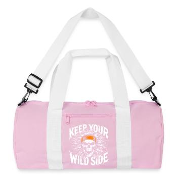 Keep Your Wild Side Skull - Recycelte Duffel Bag - Rosa/Weiß - Vorne