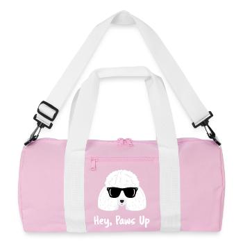 Cool Poodle Sunglasses Hey Paws Up Dog - Recycled Duffel Bag - pink/white - Front