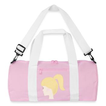 Poupée jouet à queue de cheval blonde - Sac de sport recyclé - rose/blanc - Devant