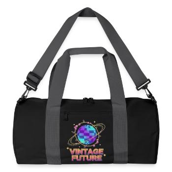 Retro-Futurist Vintage Future Pixel Planet - Recycled Duffel Bag - black/graphite grey - Front