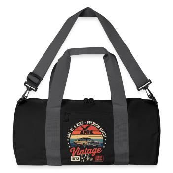 53 Jahre April 1973 Vintage Retro-Jubiläumsgeschenk - Recycelte Duffel Bag - Schwarz/Graphitgrau - Vorne
