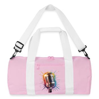 Mikrofon-Kunstdruck - Recycelte Duffel Bag - Rosa/Weiß - Vorne
