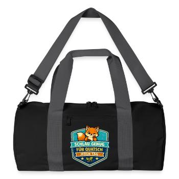 Schlauer Fuchs Quatsch Jeden Tag - Recycelte Duffel Bag - Schwarz/Graphitgrau - Vorne