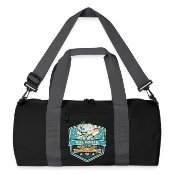 Süßer Elefanten-Patch mit Motto - Recycelte Duffel Bag - Schwarz/Graphitgrau - Vorne