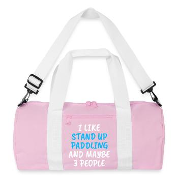 I Like Stand Up Paddling And Maybe 3 People - Recycled Duffel Bag - pink/white - Front