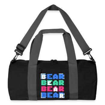 Pixelbären Blockkunst Retro - Recycelte Duffel Bag - Schwarz/Graphitgrau - Vorne