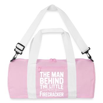 The Man Behind The Little Firecracker - Recycled Duffel Bag - pink/white - Front