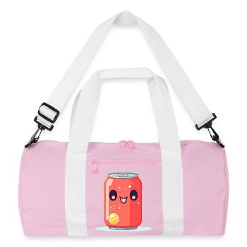 Kawaii Lemonade Tin with Face - Recycled Duffel Bag - pink/white - Front