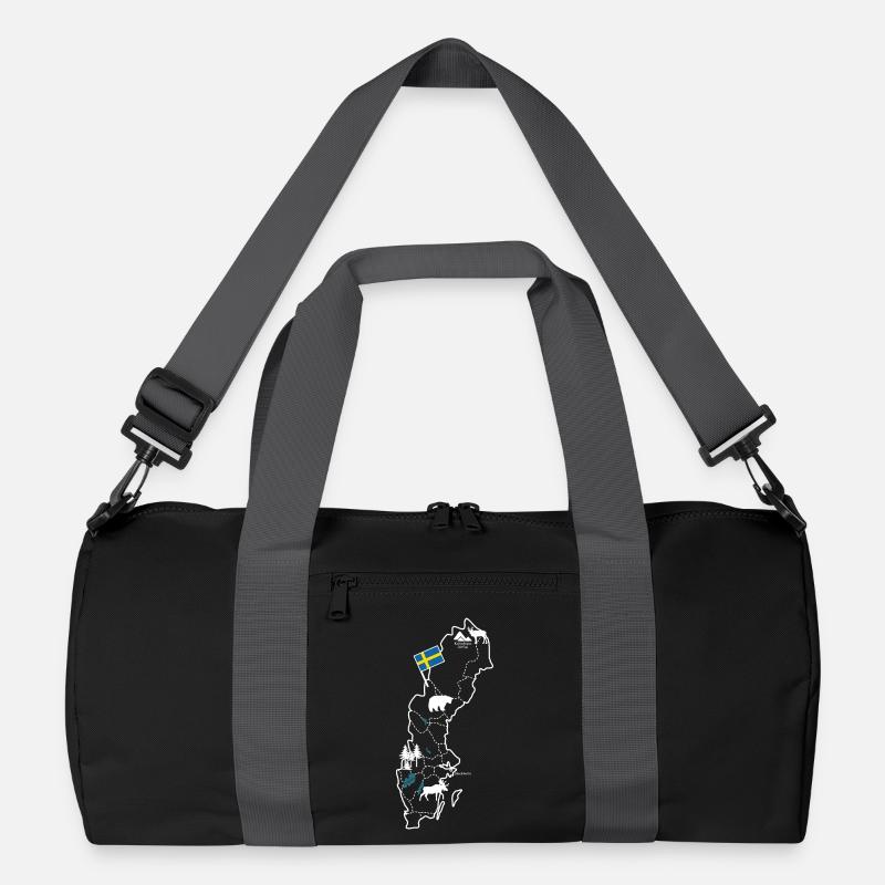 Sweden map with moose and flag - Recycled Duffel Bag - black/graphite grey