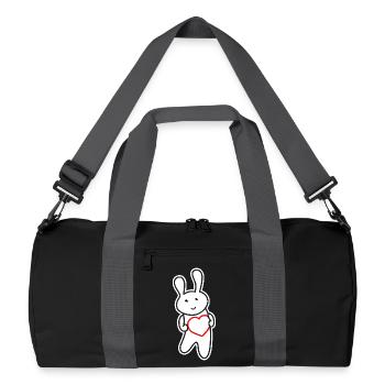 Bunny with Heart: Love & Cuteness - Recycled Duffel Bag - black/graphite grey - Front