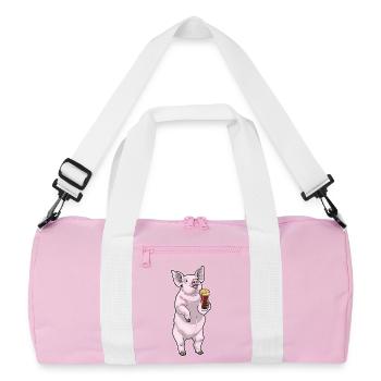Bière de porc - Sac de sport recyclé - rose/blanc - Devant