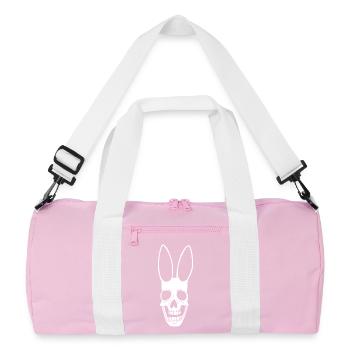 White Rabbit Skull - Recycled Duffel Bag - pink/white - Front