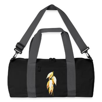 Goldgelb Blattprint Hafer - Recycelte Duffel Bag - Schwarz/Graphitgrau - Vorne