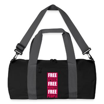 Free Speech Markets People Libertär Freiheit Logo - Recycelte Duffel Bag - Schwarz/Graphitgrau - Vorne