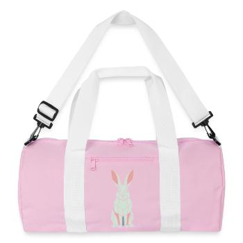 Geometric Bunny Low Poly Modern - Recycled Duffel Bag - pink/white - Front