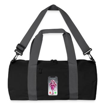 Pink Catgirl on Call - Recycled Duffel Bag - black/graphite grey - Front