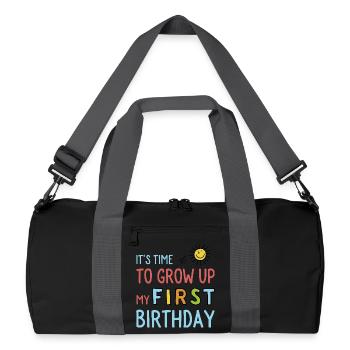 Funny first birthday sayings - Recycled Duffel Bag - black/graphite grey - Front