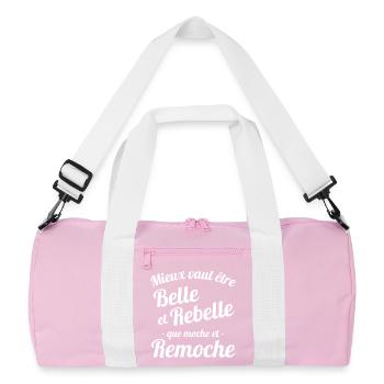 belle et rebelle, je suis belle, perfection - Sac de sport recyclé - rose/blanc - Devant