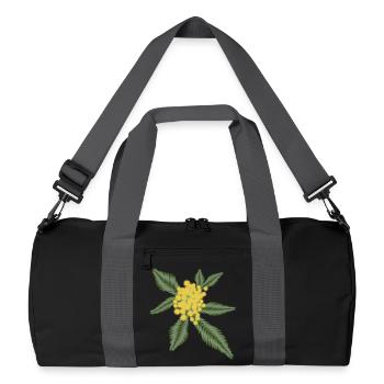 Acacia argenté avec ses fleurs jaunes Pompons - Sac de sport recyclé - noir/gris graphite - Devant