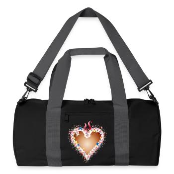 Gingerbread heart folk festival with icing and flowers - Recycled Duffel Bag - black/graphite grey - Front