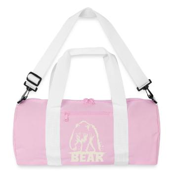Bear Pawing [White] - Recycled Duffel Bag - pink/white - Front