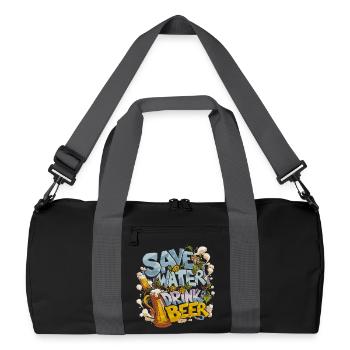Save Water Drink Beer Biertrinker - Recycelte Duffel Bag - Schwarz/Graphitgrau - Vorne
