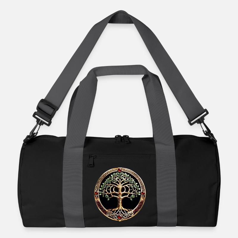 Eleganter und edler Lebensbaum mit keltischem Knoten. - Recycelte Duffel Bag - Schwarz/Graphitgrau