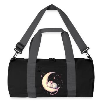 friedlich schlafende Maus,auf einer Mondsichel - Recycelte Duffel Bag - Schwarz/Graphitgrau - Vorne