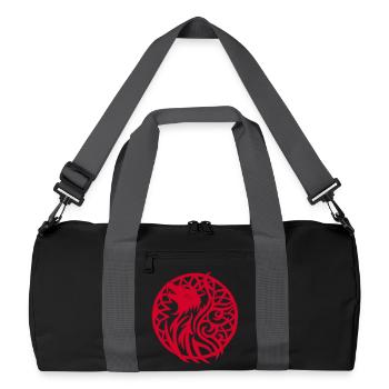 Roter Wolf und Glücksbringer - Recycelte Duffel Bag - Schwarz/Graphitgrau - Vorne