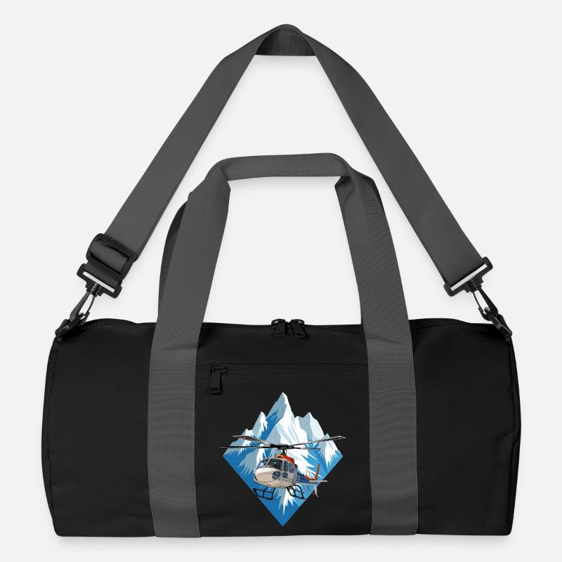 Hubschrauber im Wintereinsatz - Recycelte Duffel Bag - Schwarz/Graphitgrau