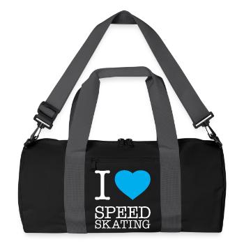 I LOVE SPEED SKATING Eisschnellauf - Recycelte Duffel Bag - Schwarz/Graphitgrau - Vorne