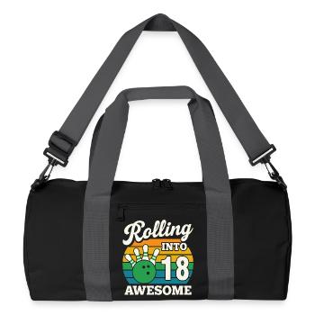 Retro Bowling 18th Birthday Celebration - Recycled Duffel Bag - black/graphite grey - Front