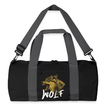 Golden Wolf Illustration Design - Recycled Duffel Bag - black/graphite grey - Front