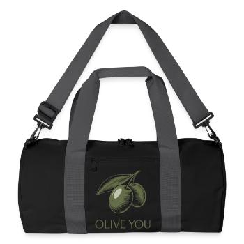 Olive You – Clean Minimal - Recycelte Duffel Bag - Schwarz/Graphitgrau - Vorne