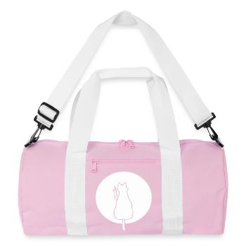 Cat Cats Cat Kitten Kitty Middle Finger - Recycled Duffel Bag - pink/white - Front