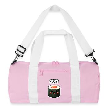 Kawaii Sushi Roll Soy Sticker - Recycled Duffel Bag - pink/white - Front