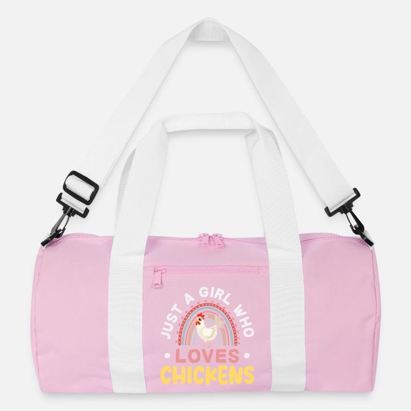 Mädchen das Hühner liebt Regenbogen Recycelte Duffel Bag