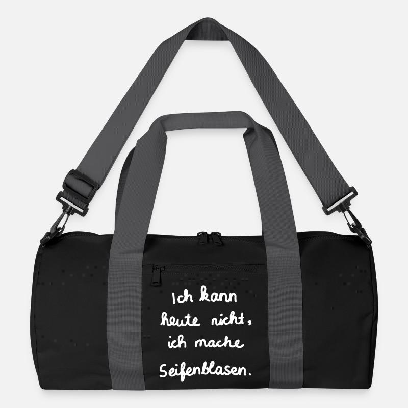Ich kann heute nicht, ich mache Seifenblasen - Recycelte Duffel Bag - Schwarz/Graphitgrau