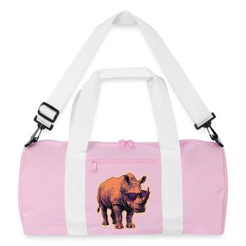 Nashorn Rhinozeros Sonnenbrille Risographie - Recycelte Duffel Bag - Rosa/Weiß - Vorne