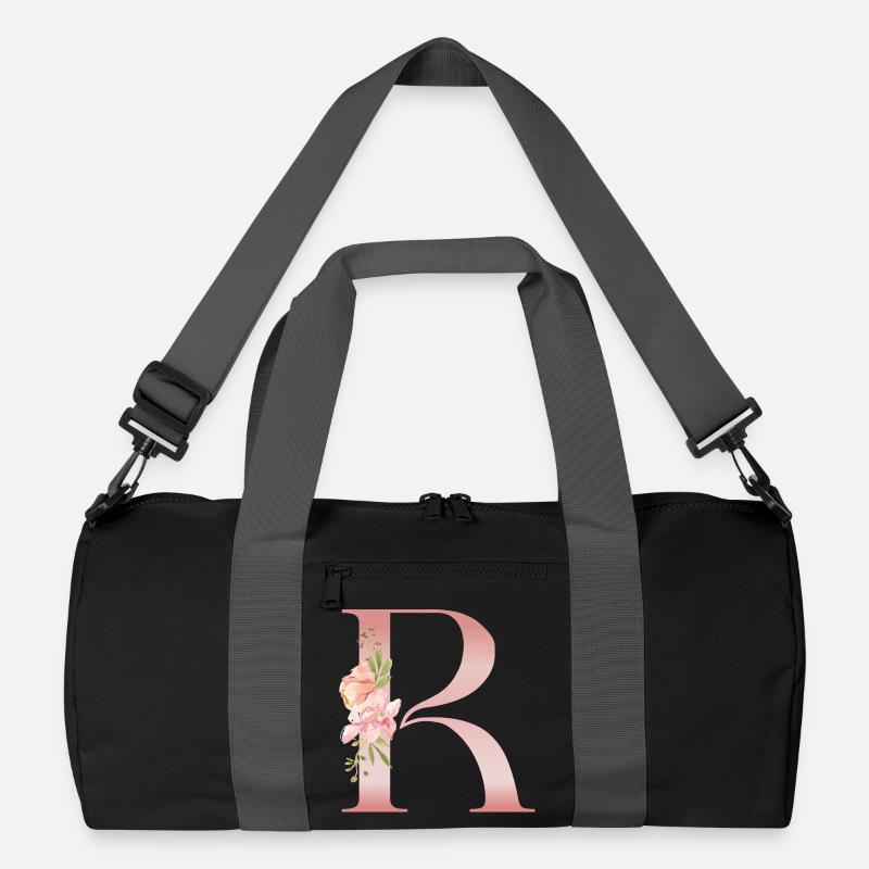 B Floral Gradient – Floral art letter Recycelte Duffel Bag
